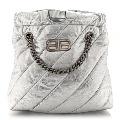 Balenciaga Crushed Calfskin Quilted Crush Small Tote Bag Silver 1 of 10