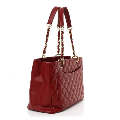 Chanel Caviar Quilted Grand Shopping Tote GST Red 3 of 17
