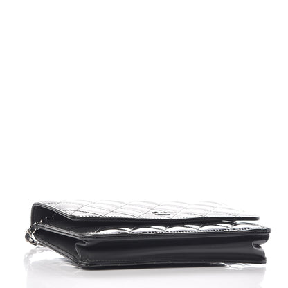Chanel Patent Quilted Wallet On Chain WOC Dark Gray 4 of 12
