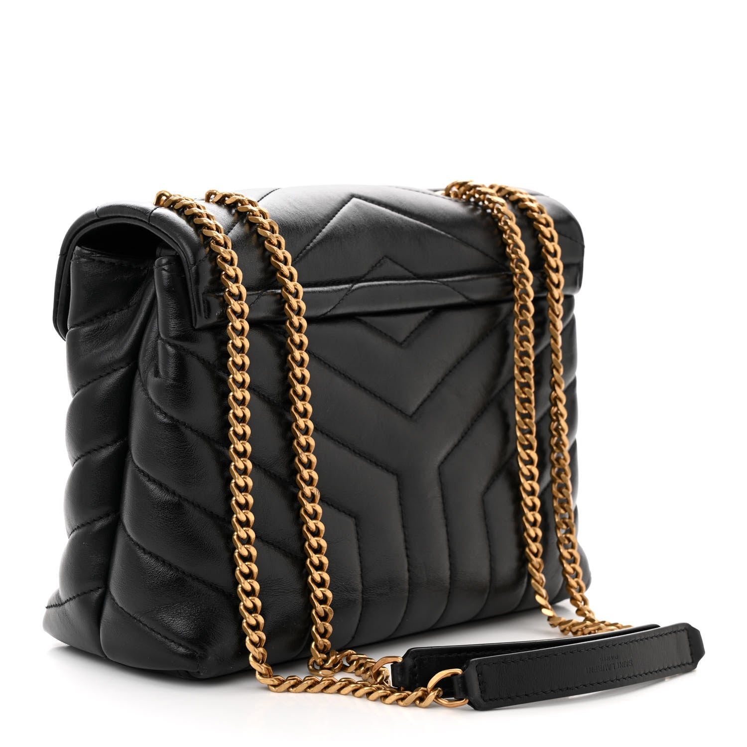 Saint Laurent Calfskin Y Quilted Monogram Small Loulou Chain Satchel Black 3 of 11
