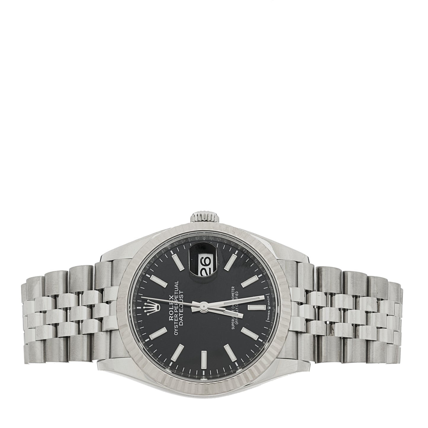 Stainless Steel 18K White Gold 36mm Oyster Perpetual Datejust Watch Bright Black 126234