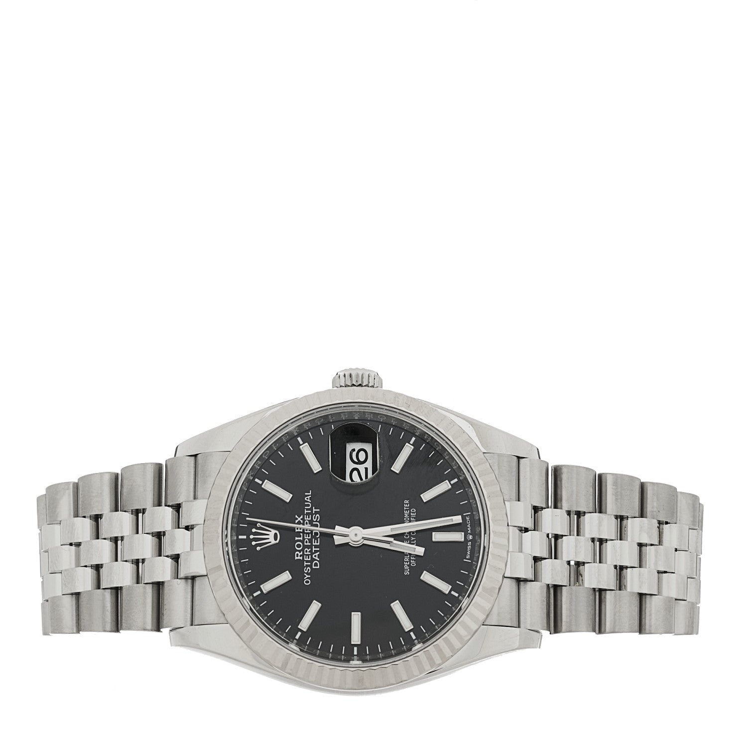 Rolex Stainless Steel 18K White Gold 36mm Oyster Perpetual Datejust Watch Bright Black 126234 2 of 4