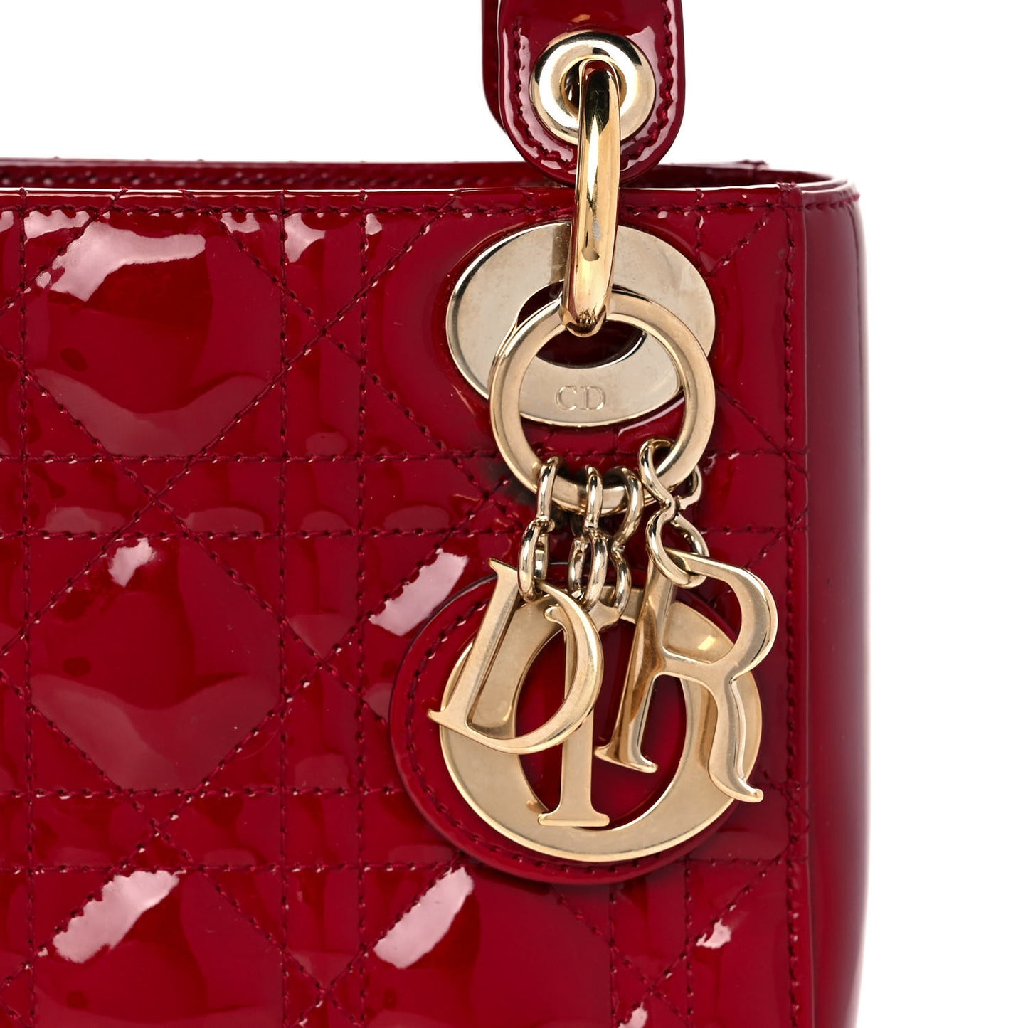 Patent Cannage Mini Lady Dior Red