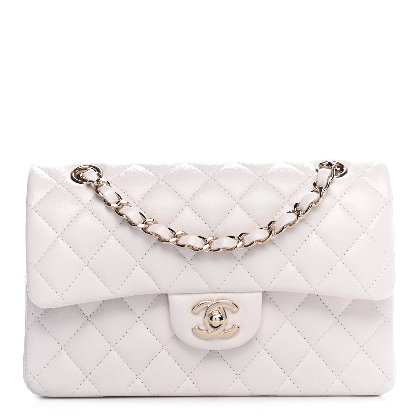 Caviar Quilted Small Double Flap White