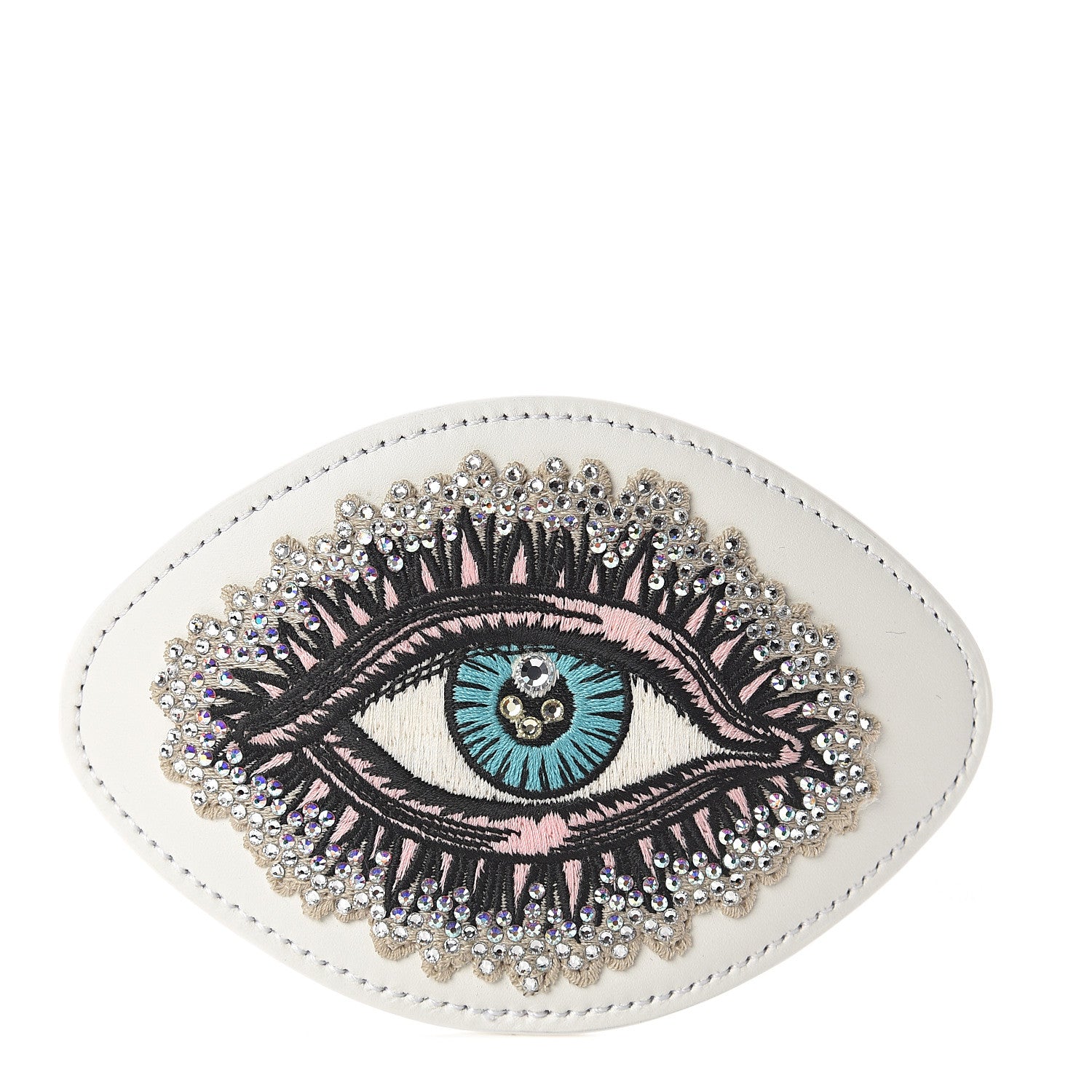 Gucci Calfskin Embellished Ace Eye Patch White 1 of 4