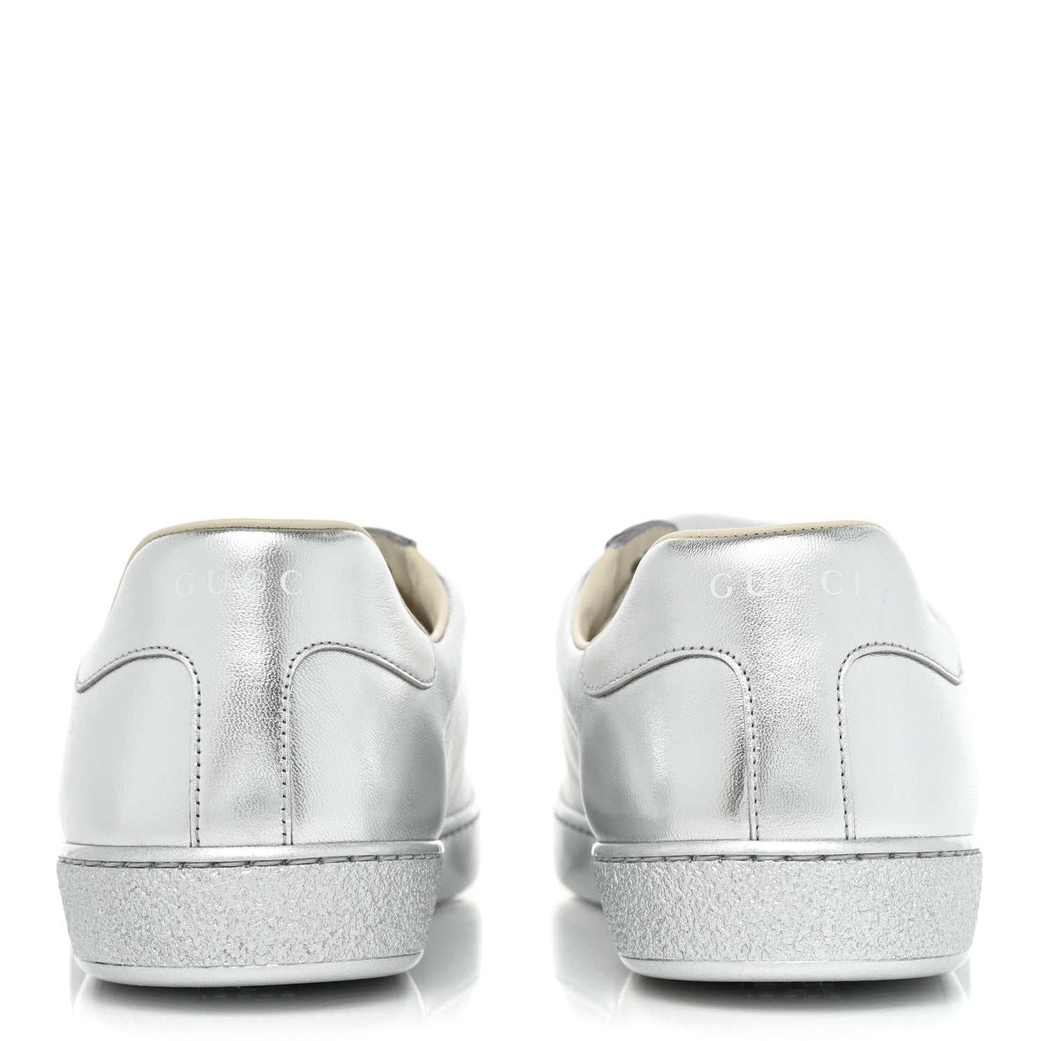 Gucci Metallic Nappa Interlocking G Perforated Mens Ace Sneakers 10 Argento 4 of 10