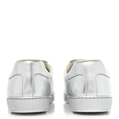Gucci Metallic Nappa Interlocking G Perforated Mens Ace Sneakers 10 Argento 4 of 10