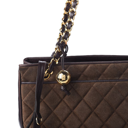 Chanel Suede Quilted Tote Bag Brown 16 of 17