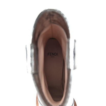 Fendi Metallic Calfskin Crocodile Embossed Cutwalk Ankle Boots 36 Silver 10 of 10