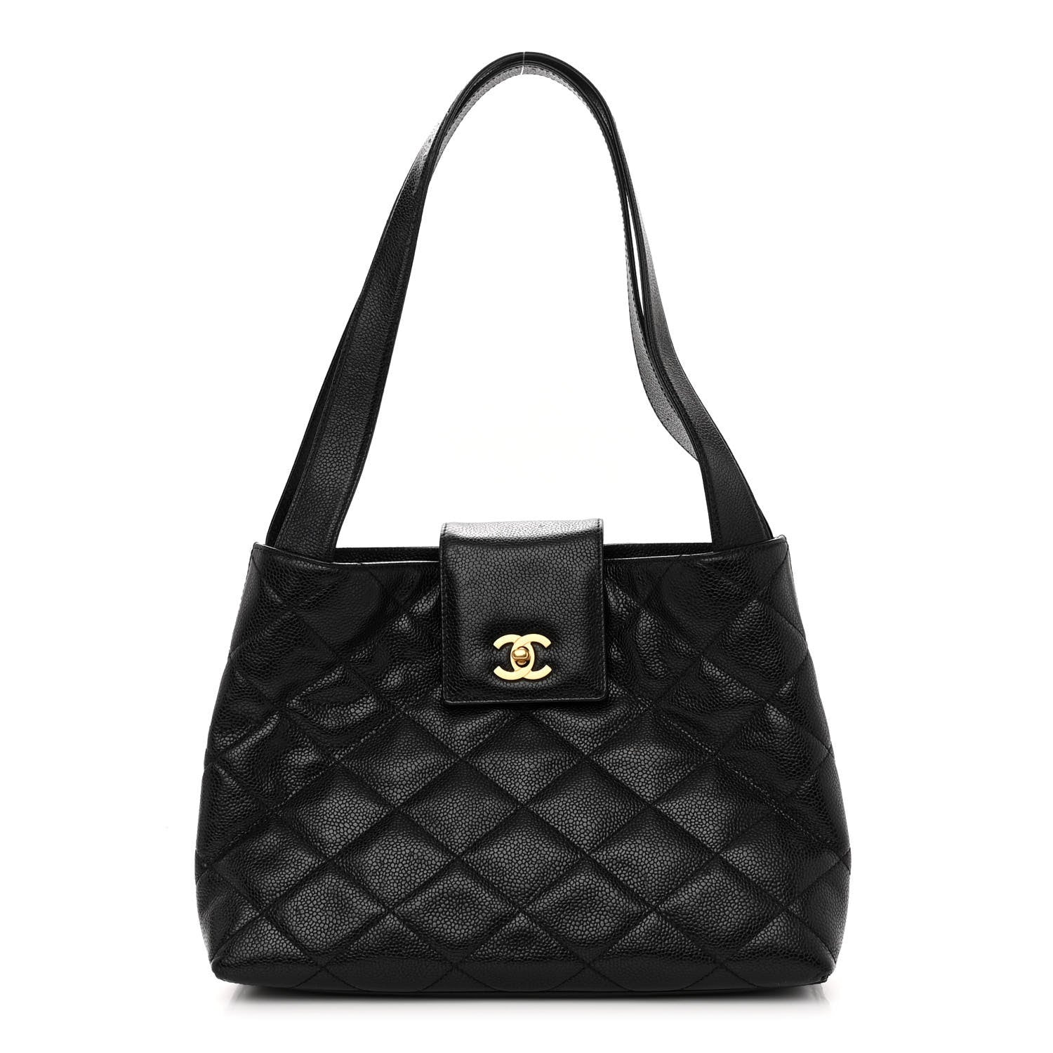 Chanel Caviar Diamond Flap Shoulder Bag Black 1 of 10