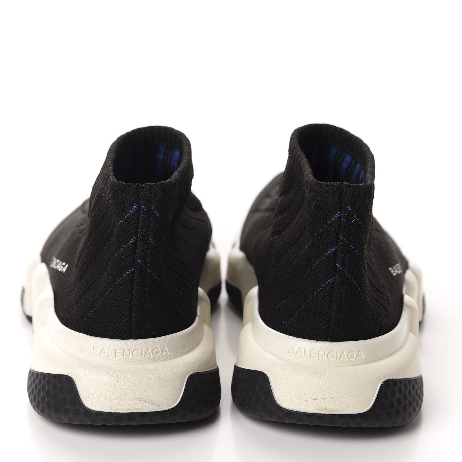 Balenciaga Ribbed Effect Knit Hi Speed Sneakers 40 Black Bleu 5 of 11