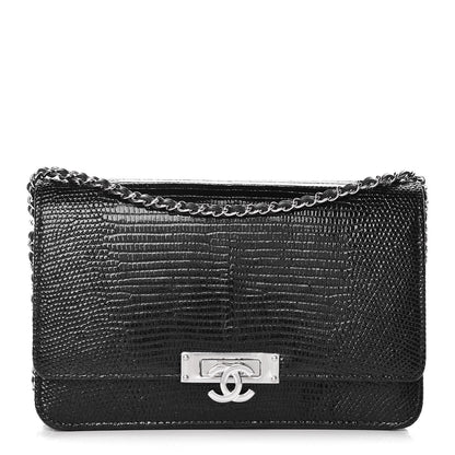 Chanel Lizard Golden Class Wallet on Chain WOC Black 1 of 11
