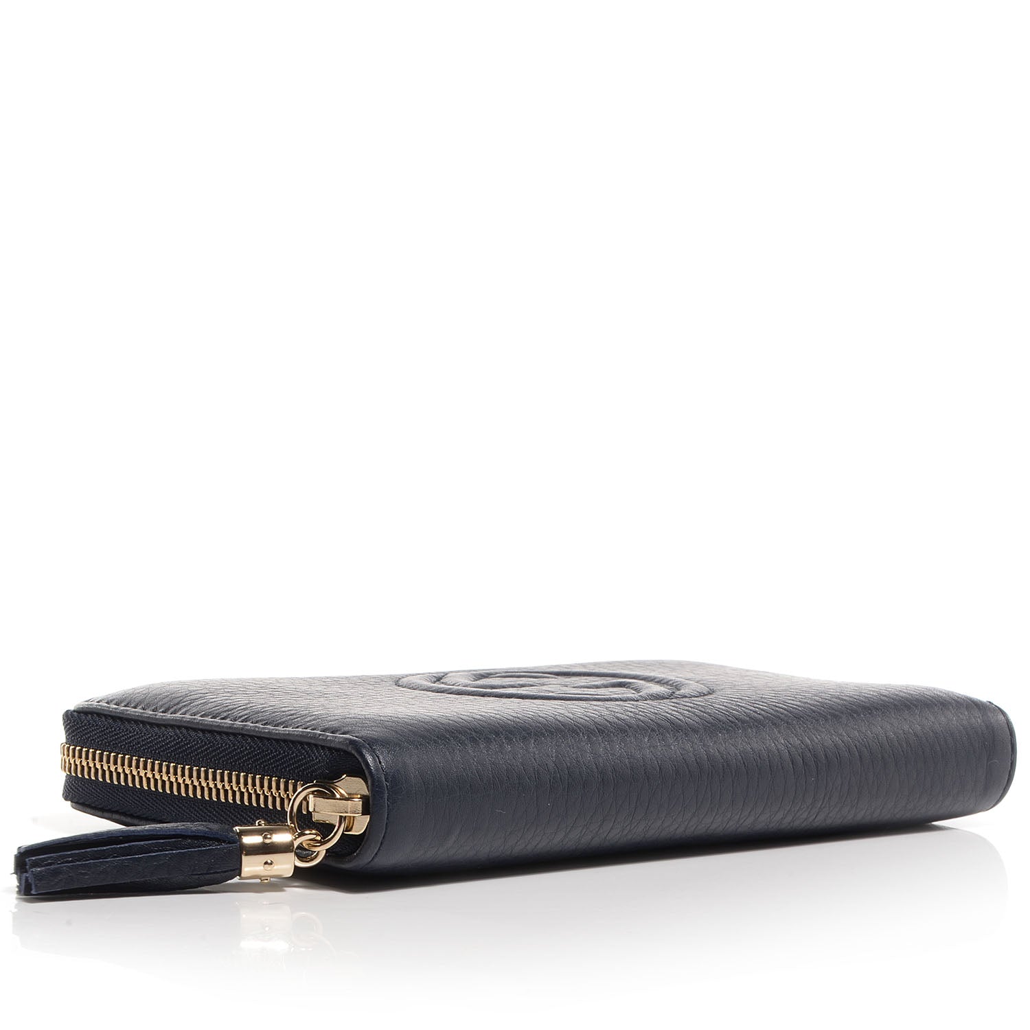 Gucci Pebbled Calfskin Soho Zip Around Wallet Blue 4 of 8