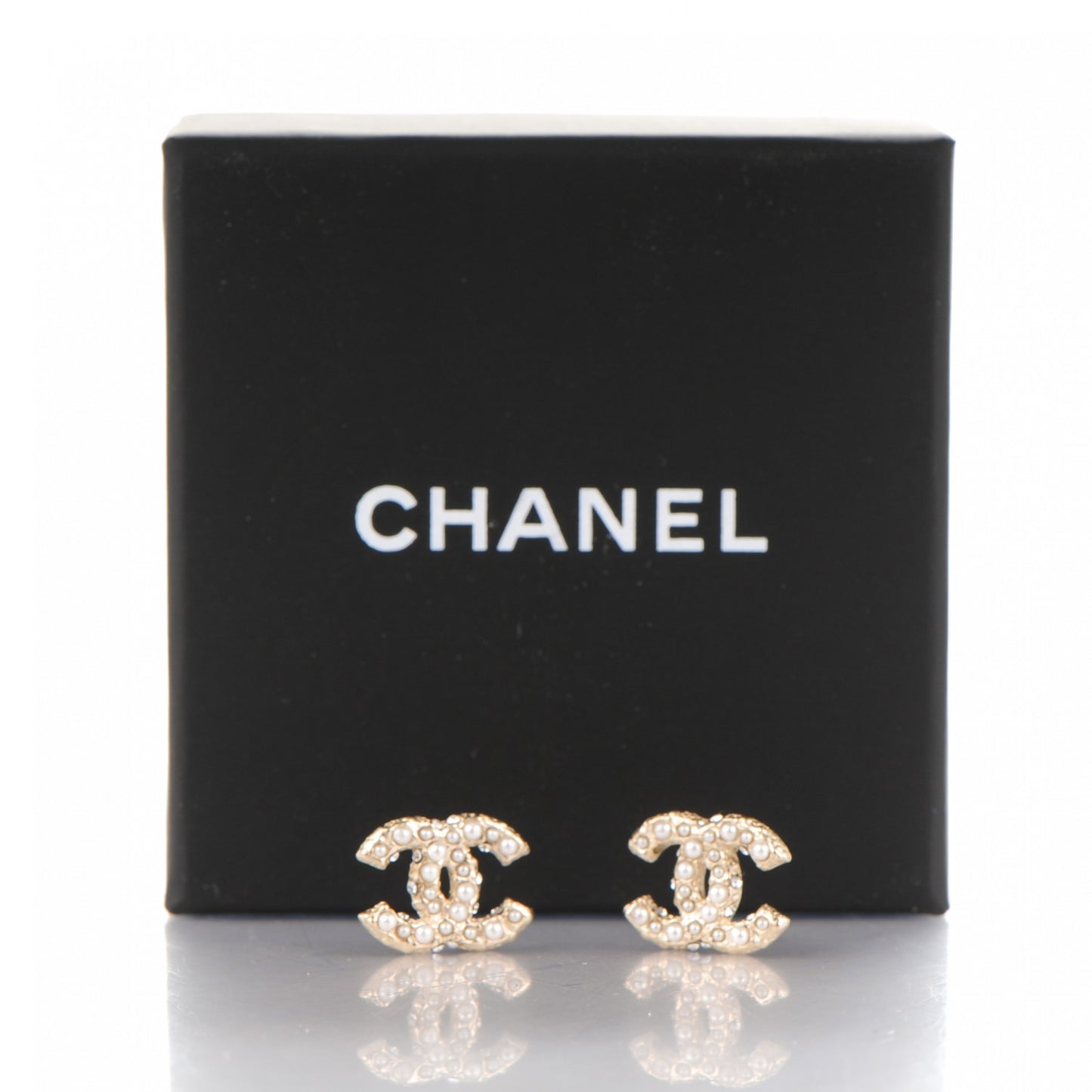 Pearl Crystal CC Earrings Light Gold