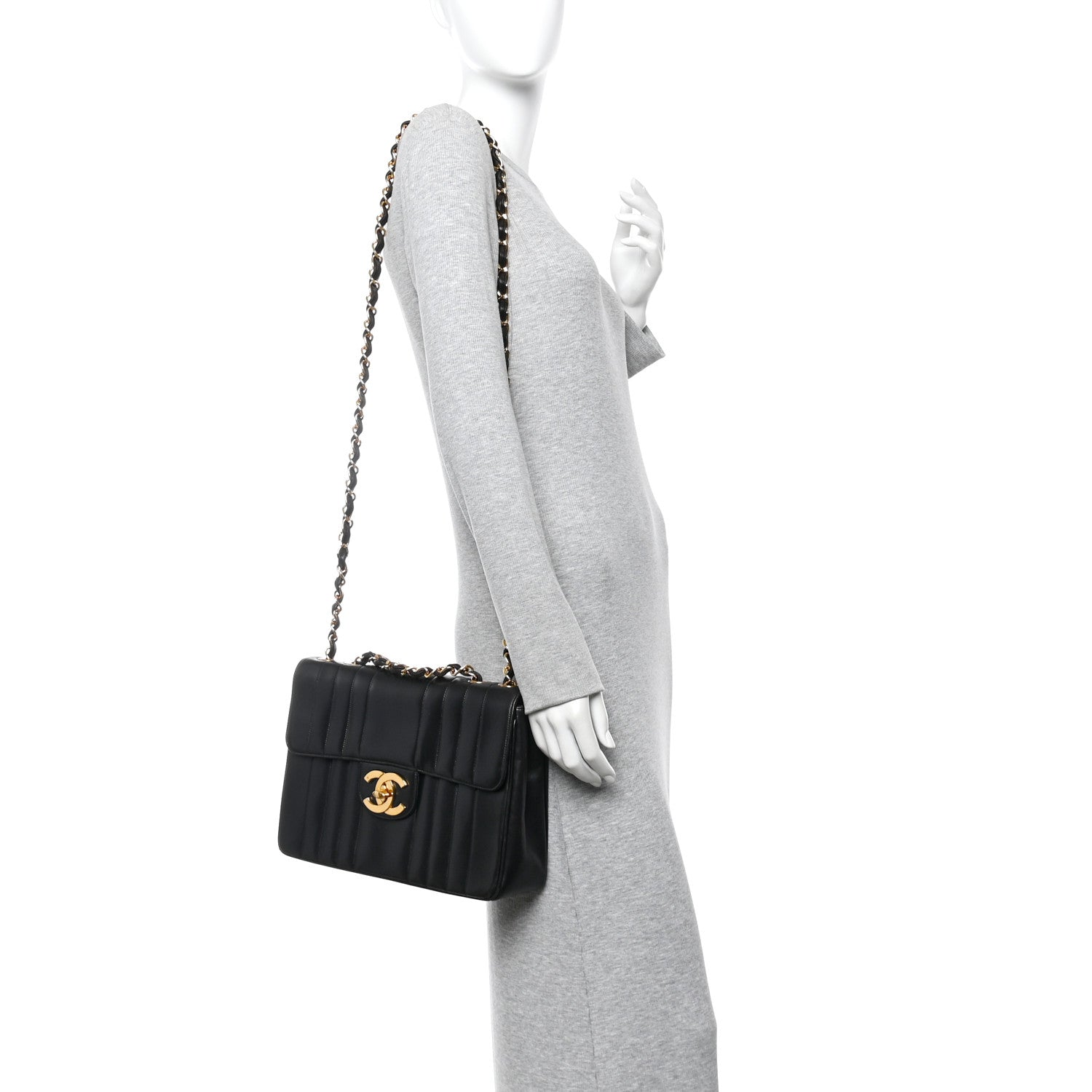 Chanel Lambskin Vertical Quilt Jumbo Single Flap Black 2 of 12