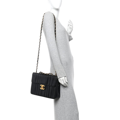 Chanel Lambskin Vertical Quilt Jumbo Single Flap Black 2 of 12
