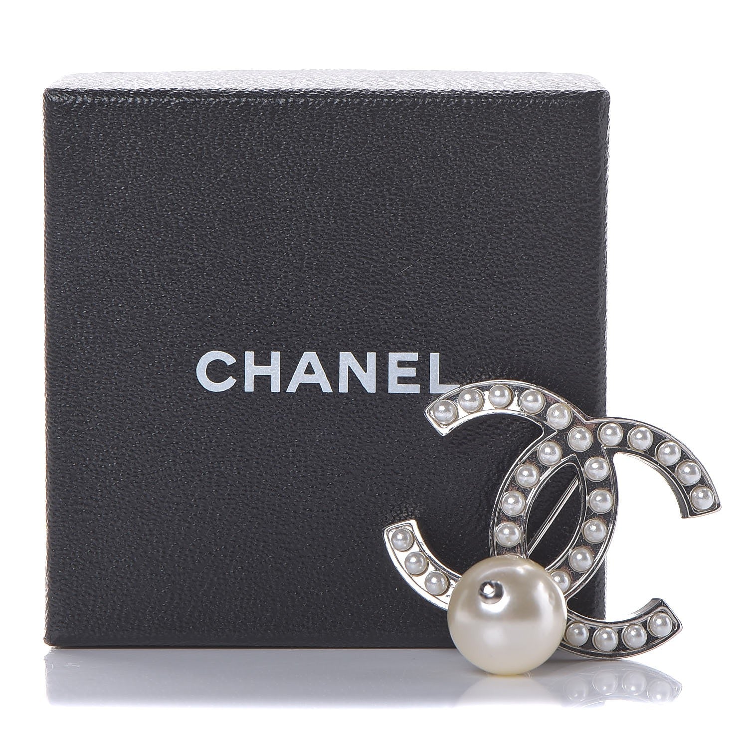 Chanel Pearl CC Drop Brooch Silver 5 of 5
