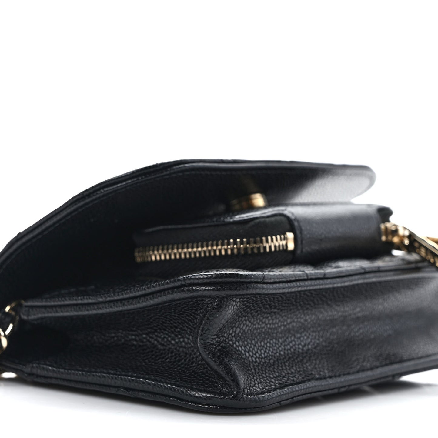 Caviar Quilted Business Affinity Clutch With Chain Black
