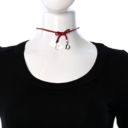 Christian Dior Calfskin CD Bow Choker Necklace Red 1 of 4
