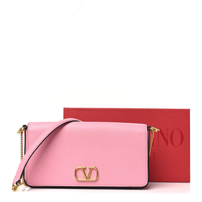 Valentino Garavani Grainy Calfskin Vlogo Pouch With Chain Candy Rose 10 of 10