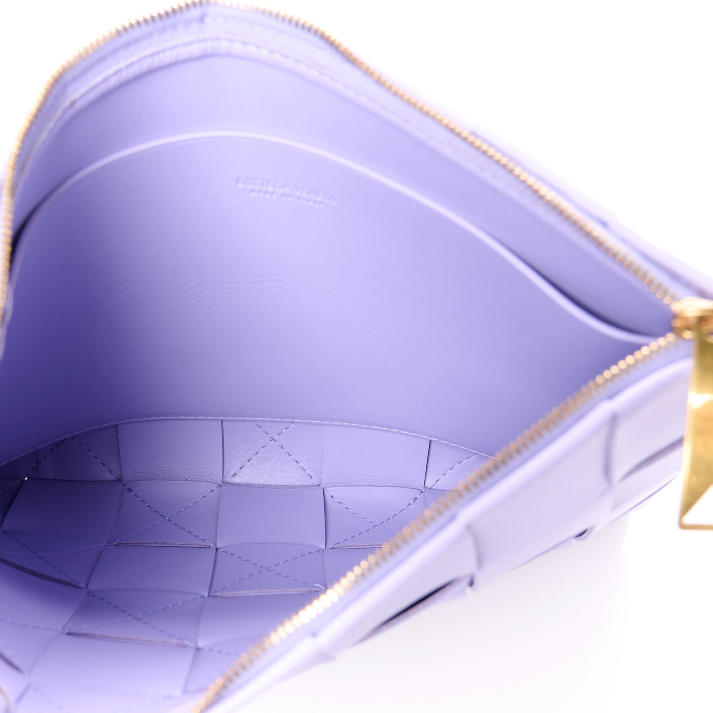 Nappa Maxi Intrecciato Small Cassette Flat Zip Pouch Wisteria
