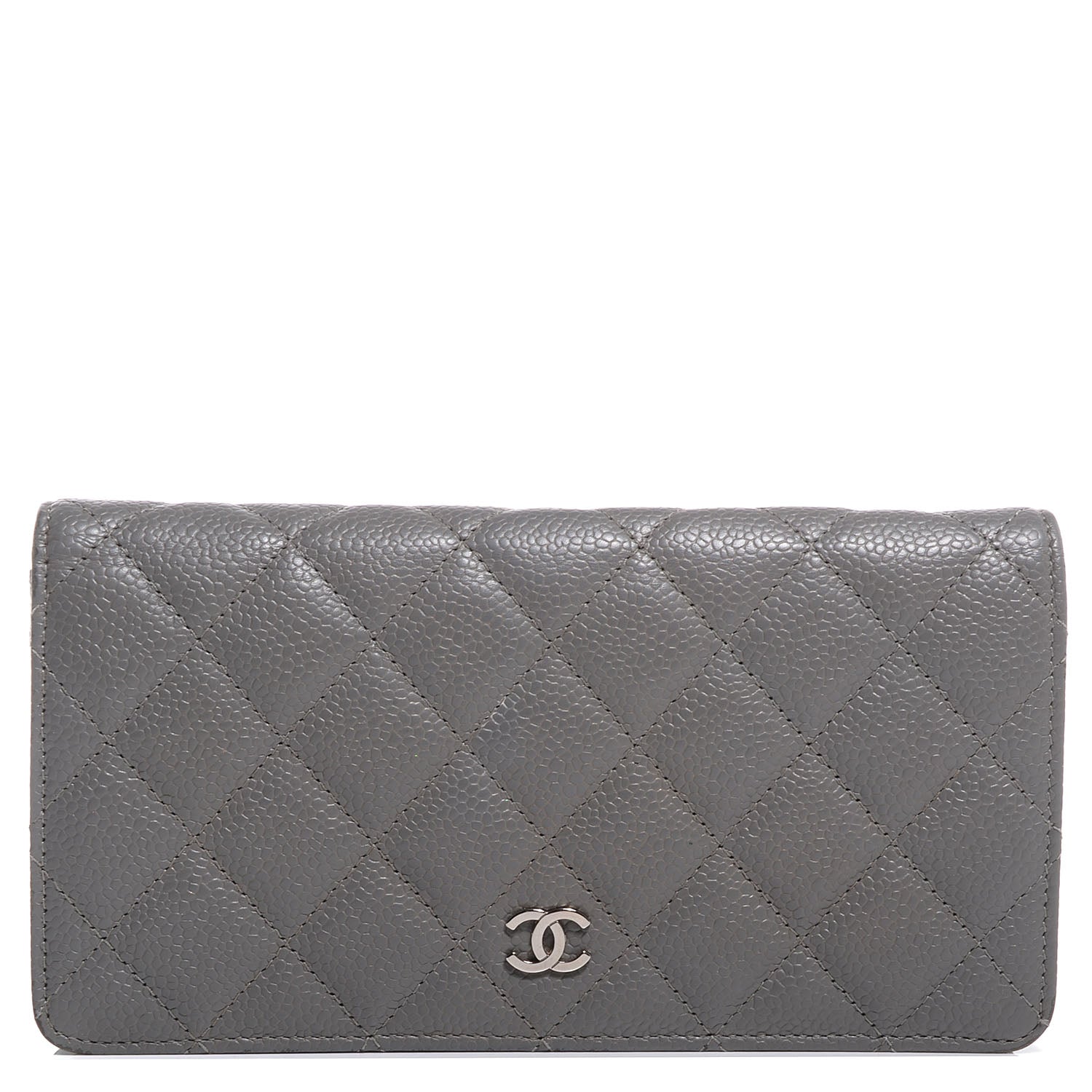 Chanel Caviar Quilted Yen Wallet Grey 1 of 8