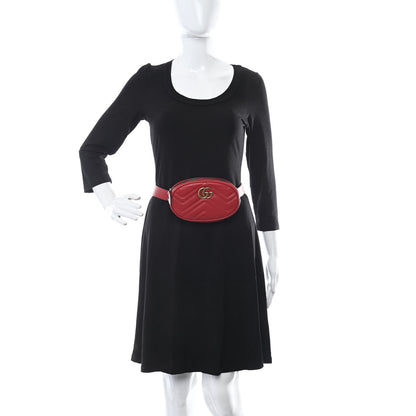 Gucci Calfskin Matelasse GG Marmont Belt Bag 85 34 Hibiscus Red 2 of 7