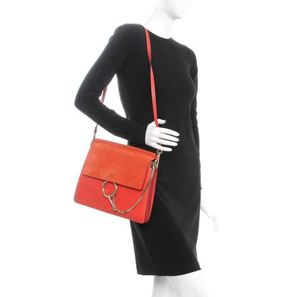 Chloe Calfskin Suede Medium Faye Shoulder Bag Orange 9 of 15