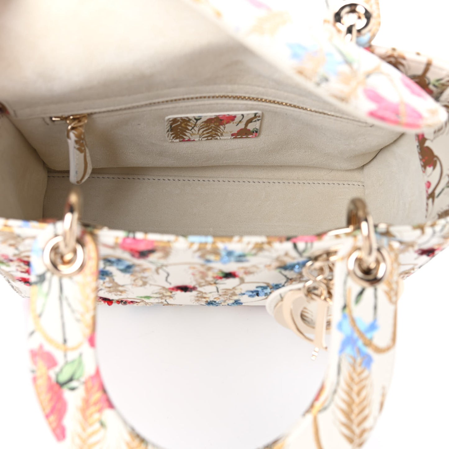 Smooth Calfskin Embroidered Small My ABCDior Lady Dior Beige Multicolor
