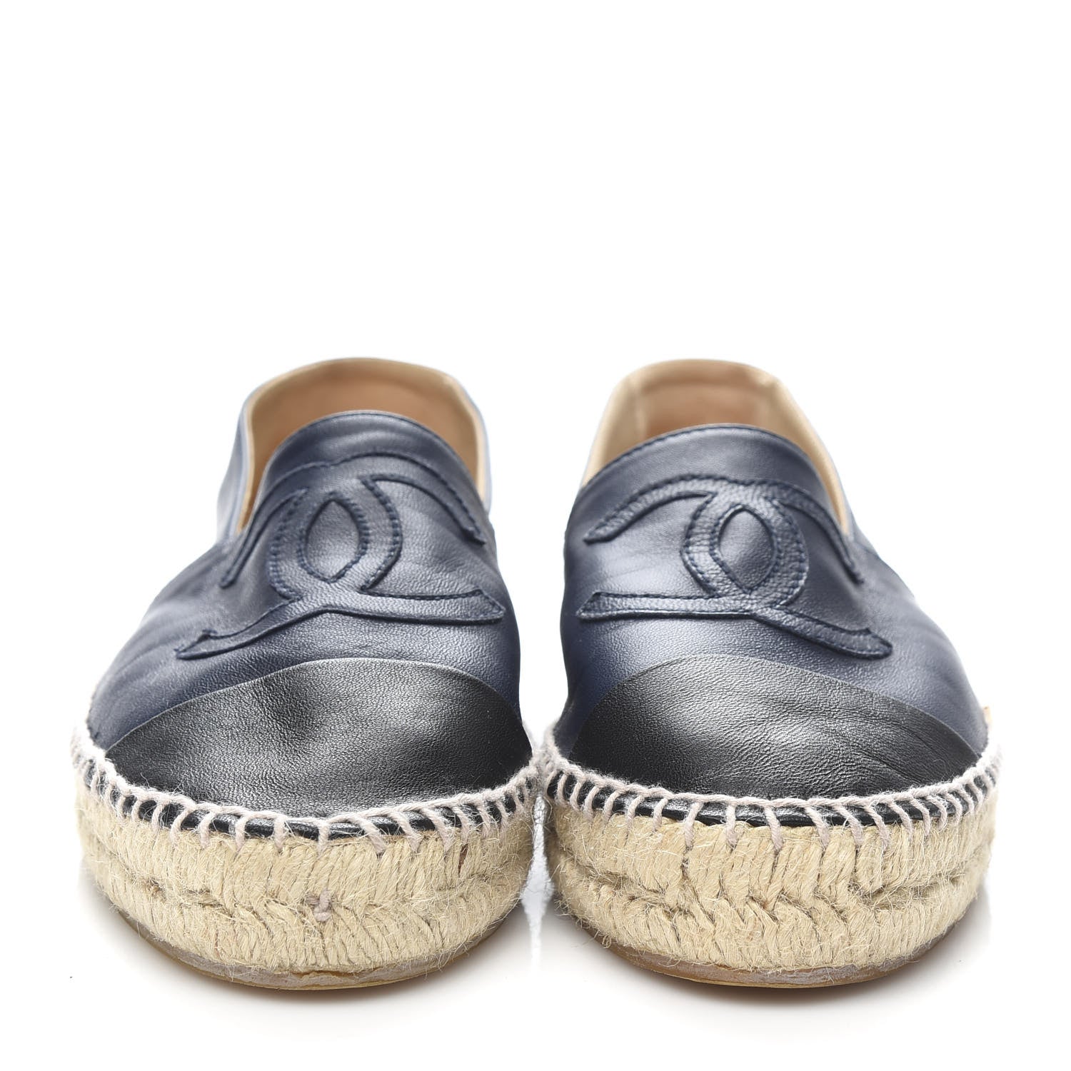 Chanel Lambskin CC Espadrilles 37 Navy Black 2 of 9