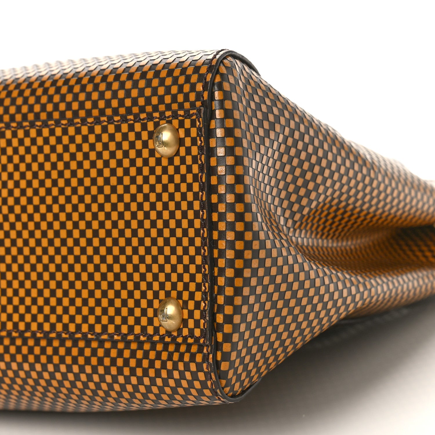 Fendi Pequin Checkered Medium Peekaboo Iconic Satchel Dark Brown 9 of 9