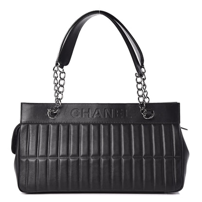 Chanel Calfskin Vertical Quilted Lax East West Shoulder Bag Black 1 of 12