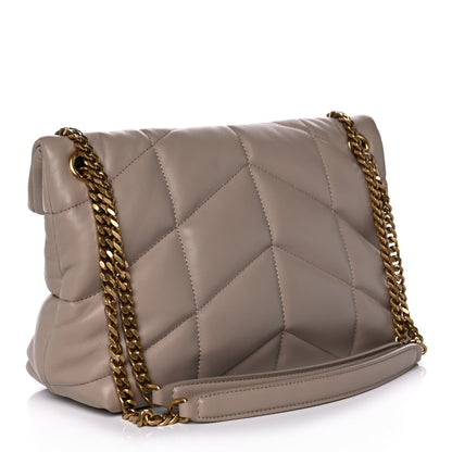 Saint Laurent Lambskin Quilted Small Loulou Puffer Monogram Chain Satchel Dark Beige 3 of 11