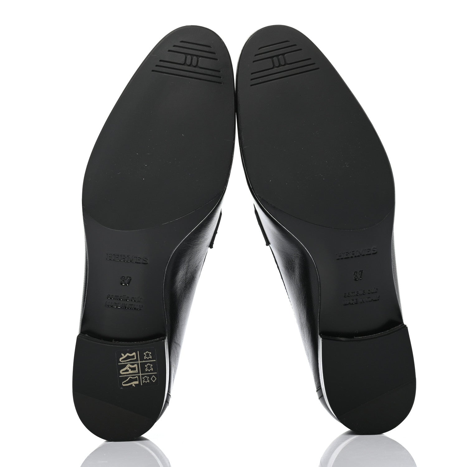 Hermes Goatskin Womens Paris Loafers 37 Black 5 of 8