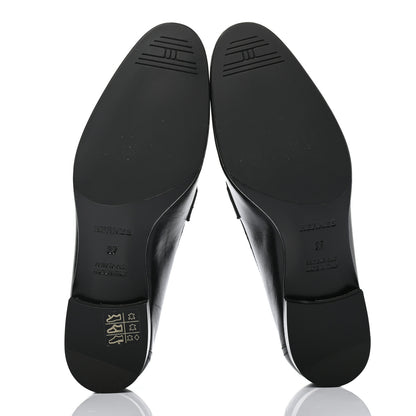 Hermes Goatskin Womens Paris Loafers 37 Black 5 of 8