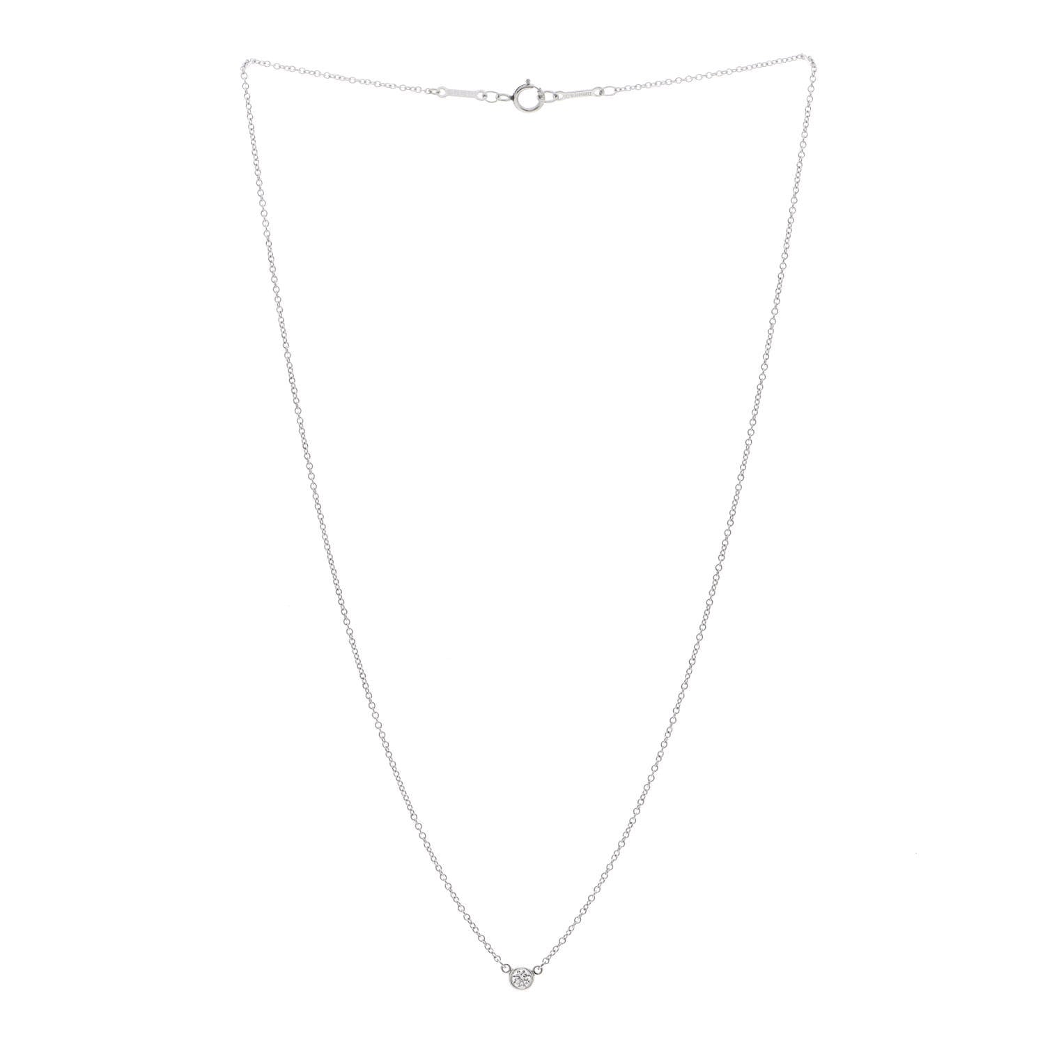 Tiffany Platinum Diamond .08ct Elsa Peretti Diamonds by the Yard Pendant Necklace 2 of 5