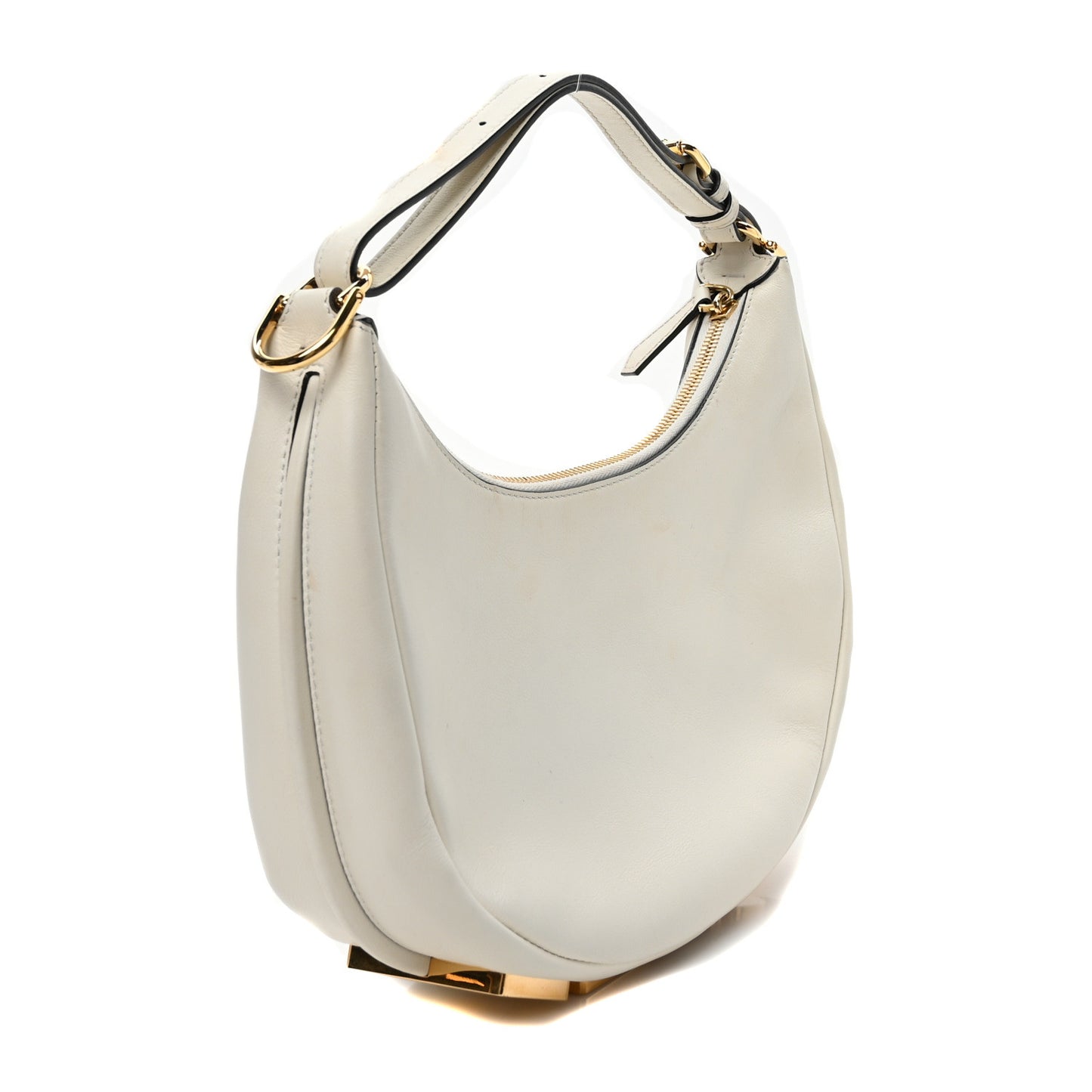 Vitello Grace Matte Small Fendigraphy Hobo Bag White Ice