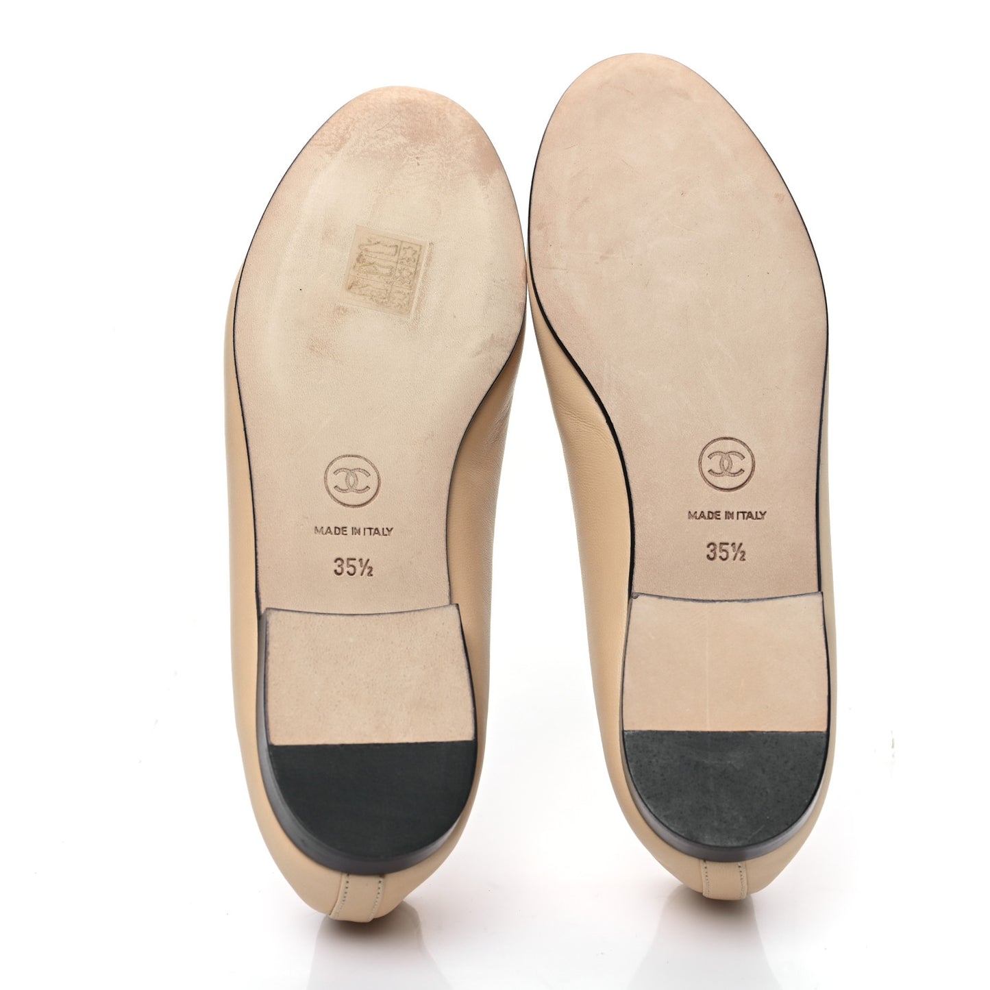 Lambskin Cap Toe CC Ballerina Flats 35.5 Beige Black