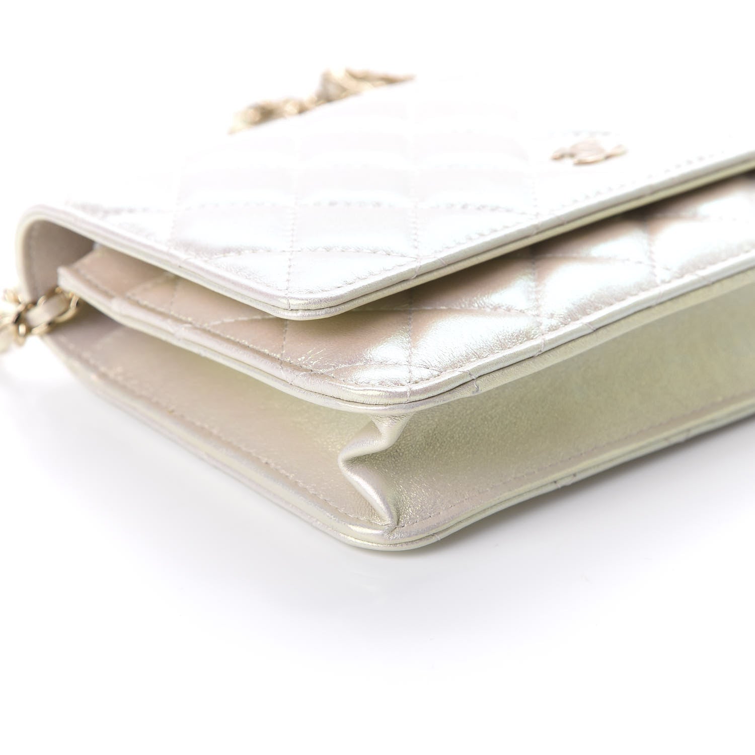 Chanel Iridescent Lambskin Quilted Wallet On Chain WOC Ivory 6 of 12