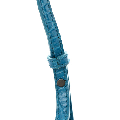 Balenciaga Extra Supple Calfskin Crocodile Embossed Neo Classic Silver Hardware Super Nano City Crossbody Cyan 10 of 10