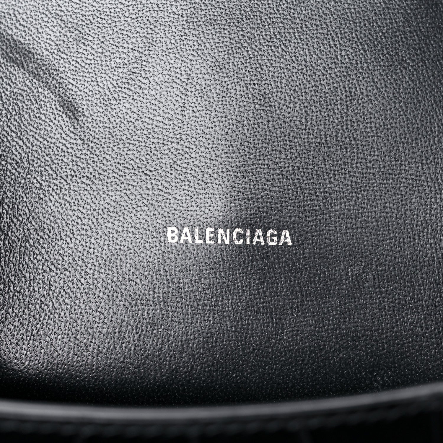 Balenciaga Calfskin Graffiti Logo Monochrome Crocodile Embossed Hourglass Top Handle Bag XS Black 6 of 16