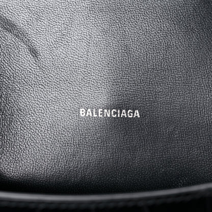 Balenciaga Calfskin Graffiti Logo Monochrome Crocodile Embossed Hourglass Top Handle Bag XS Black 6 of 16