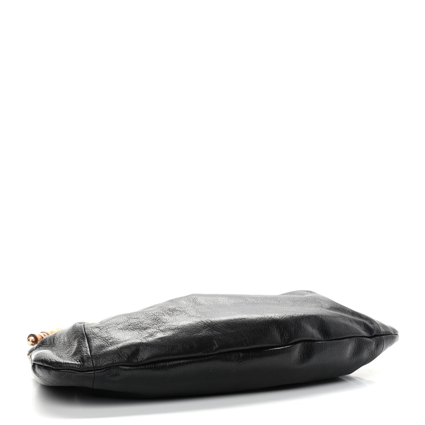 Calfskin Bamboo Top Handle Bag Black