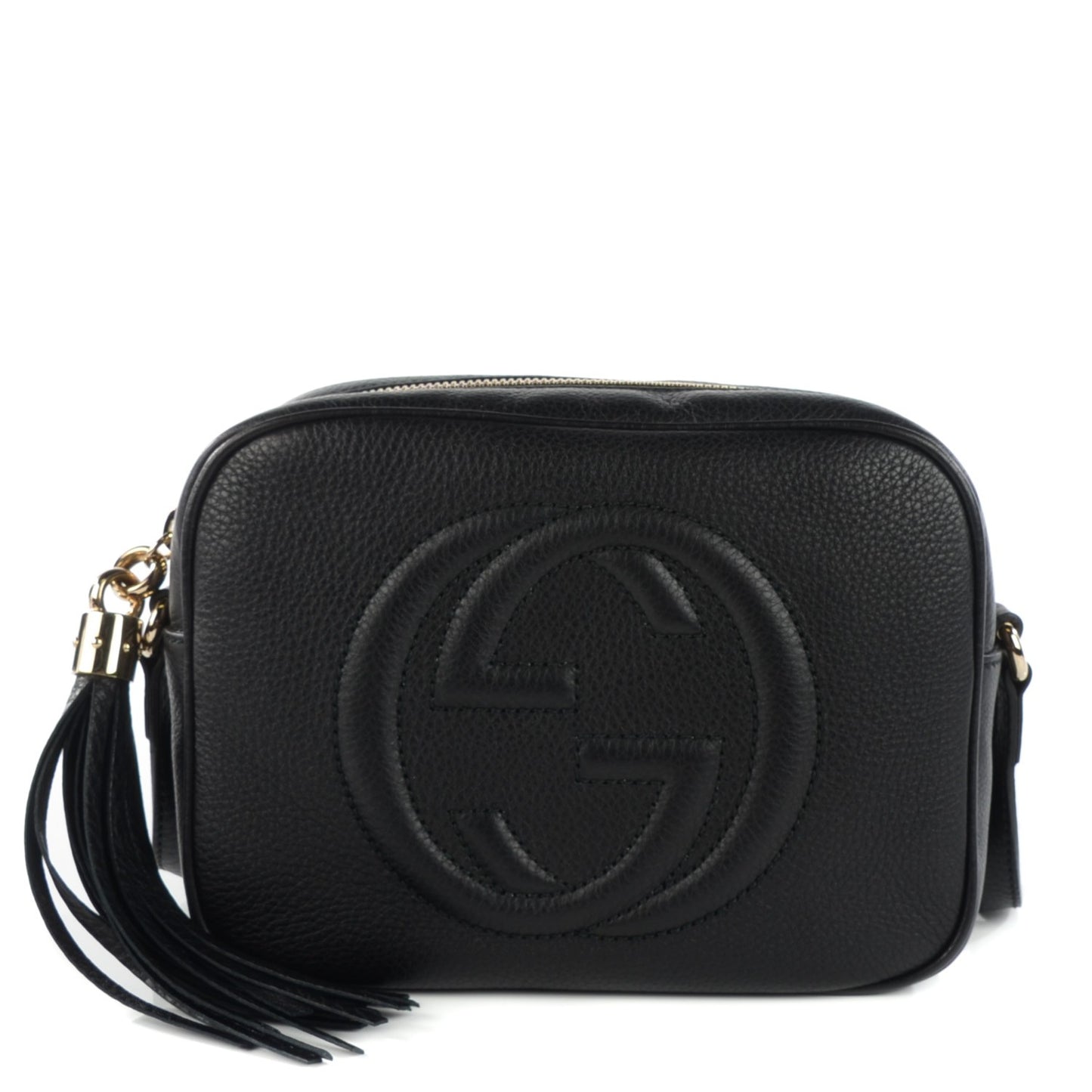 Pebbled Calfskin Small Soho Disco Bag Black