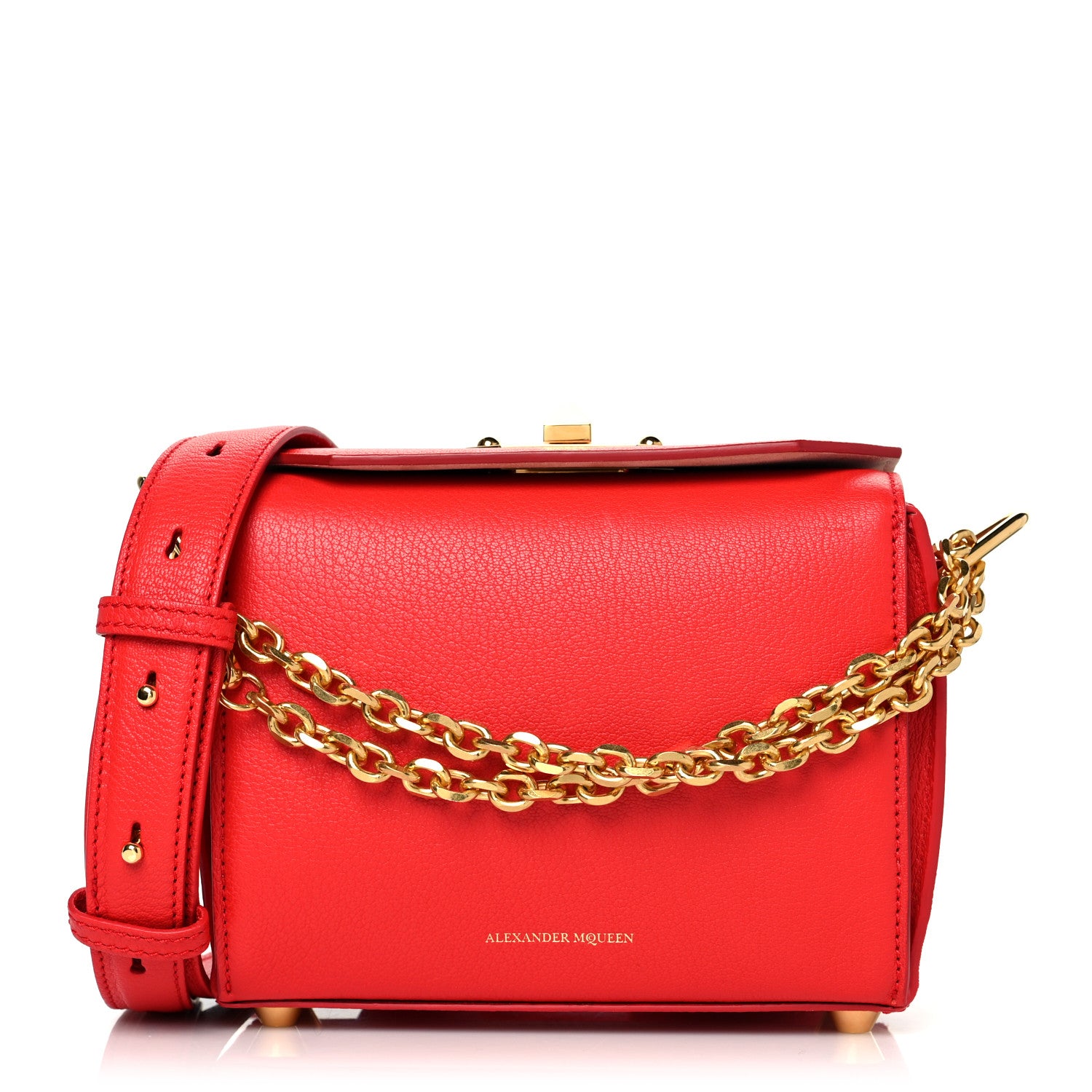Alexander McQueen Fine Grain Goatskin Box Shoulder Bag 19 Red 1 of 9