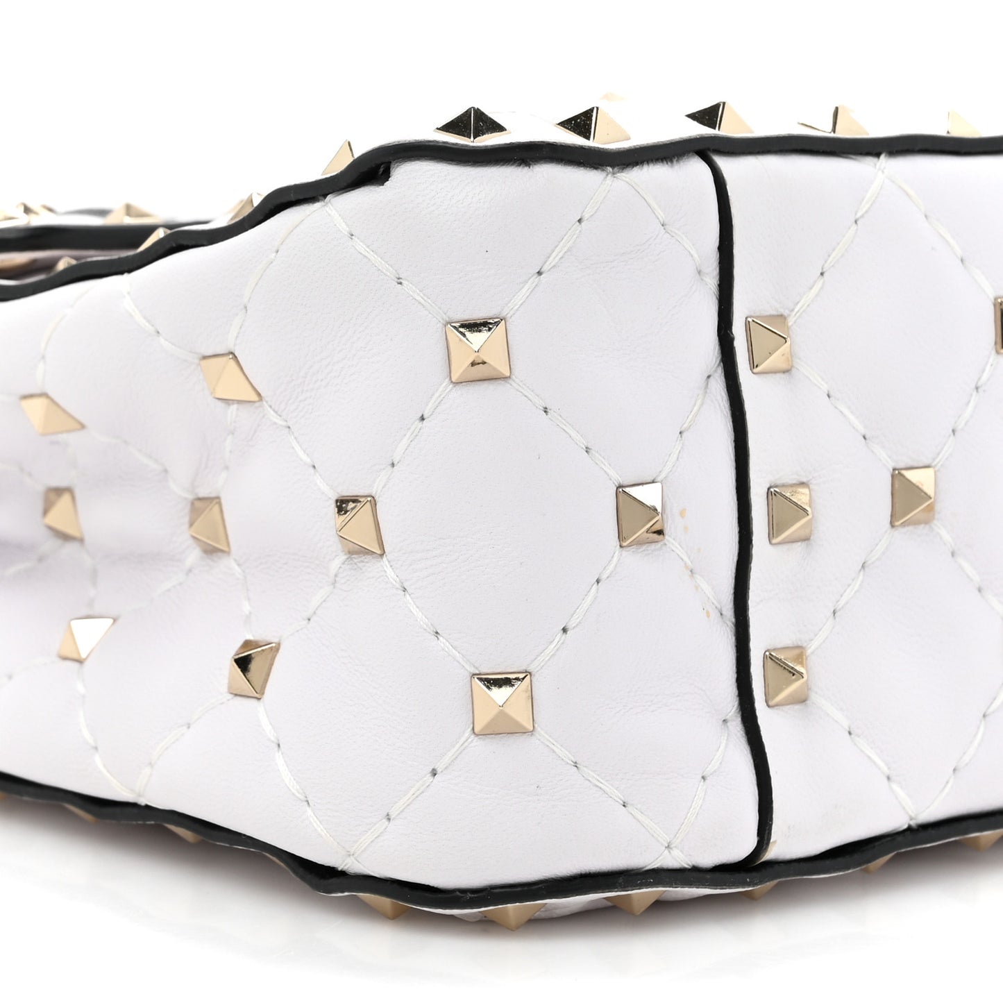 Lambskin VLTN Print Medium Rockstud Spike Shoulder Bag Optic White Black