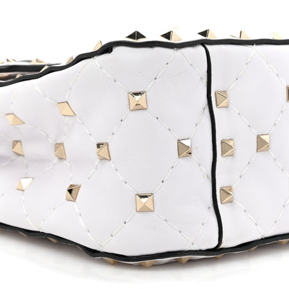 Valentino Garavani Lambskin VLTN Print Medium Rockstud Spike Shoulder Bag Optic White Black 9 of 9