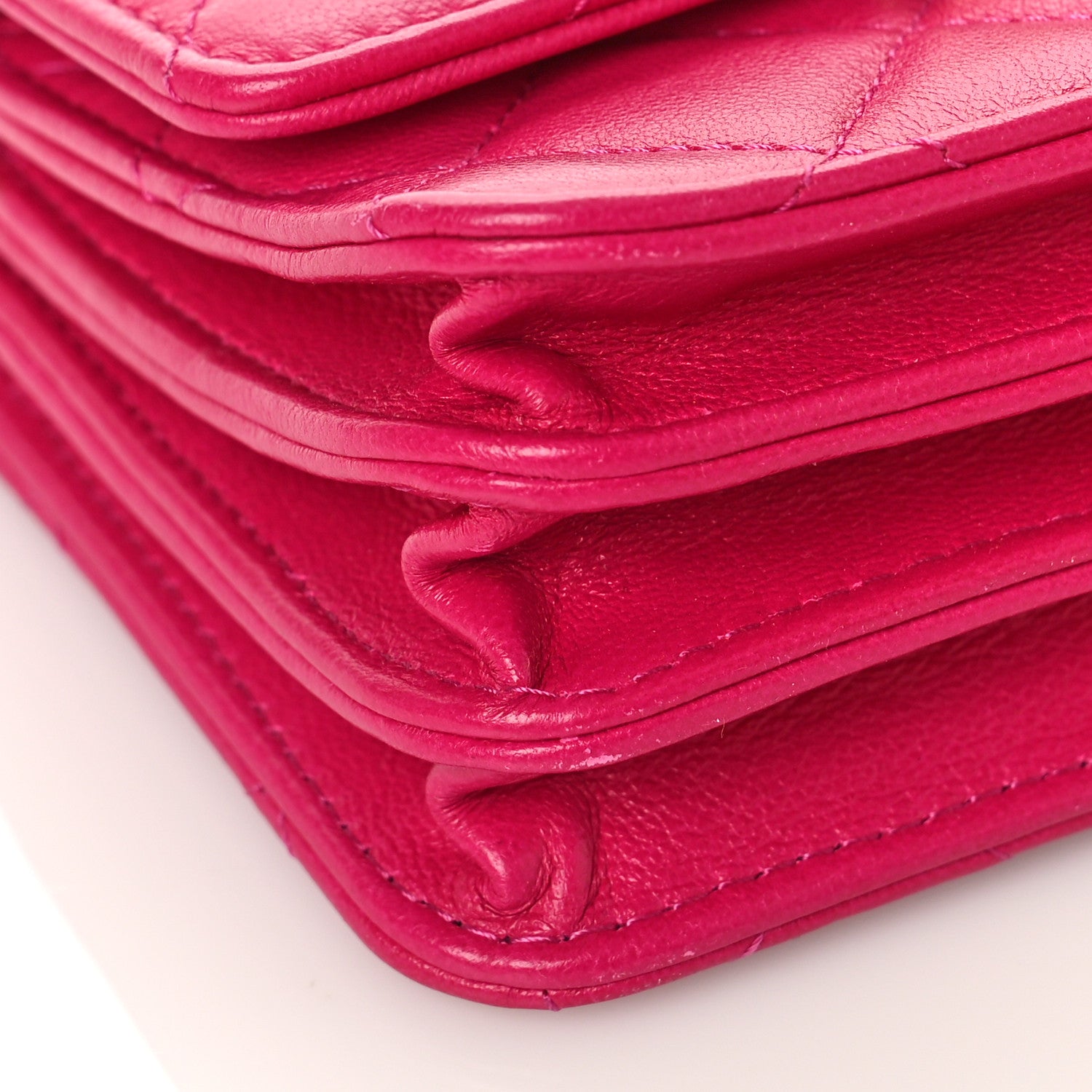 Chanel Lambskin Quilted Top Handle Flap Clutch With Chain Fuchsia 8 of 10