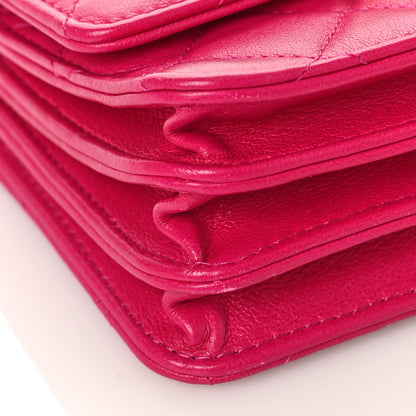 Chanel Lambskin Quilted Top Handle Flap Clutch With Chain Fuchsia 8 of 10