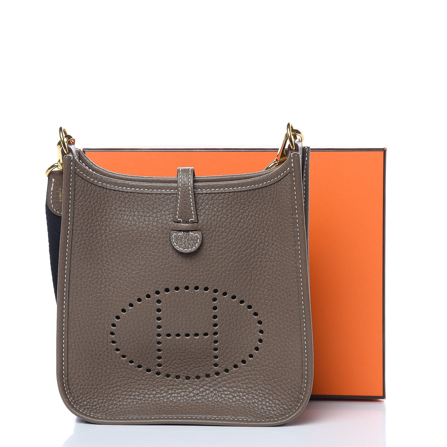 Hermes Taurillon Clemence Amazone Evelyne TPM Etoupe Bleu Indigo 11 of 11